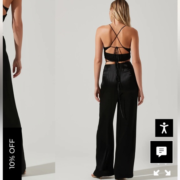 ASTR THE LABEL AMIAH SATIN TIE WAIST WIDE LEG PANTS - Picture 8 of 10